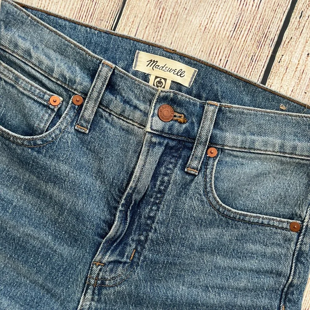D1-- MADEWELL blue women' cut hem stretch casual perfect vintage jeans 24 - Picture 2 of 10
